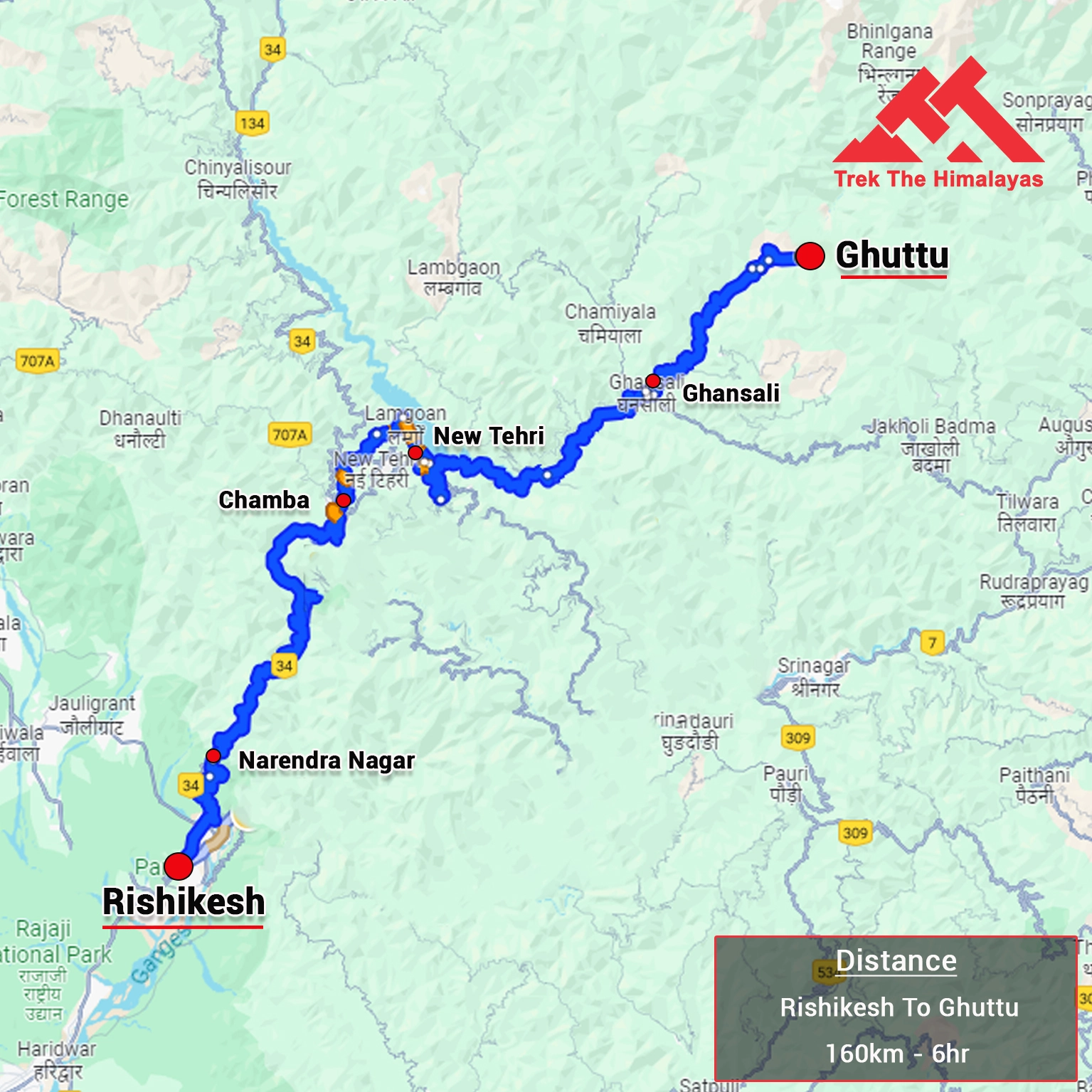How to Reach Kedarkantha Peak Trek Map
