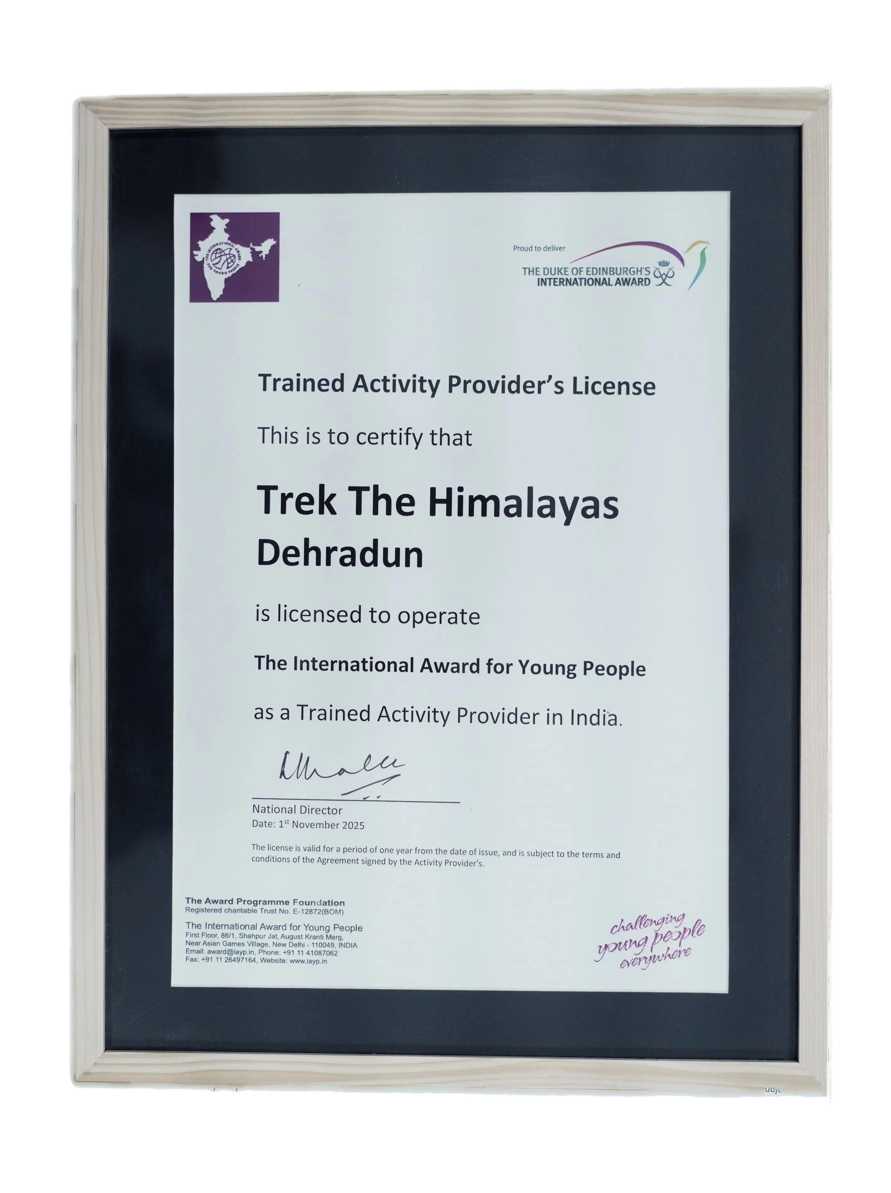 Trek The Himalayas Trained Activity Provider's License