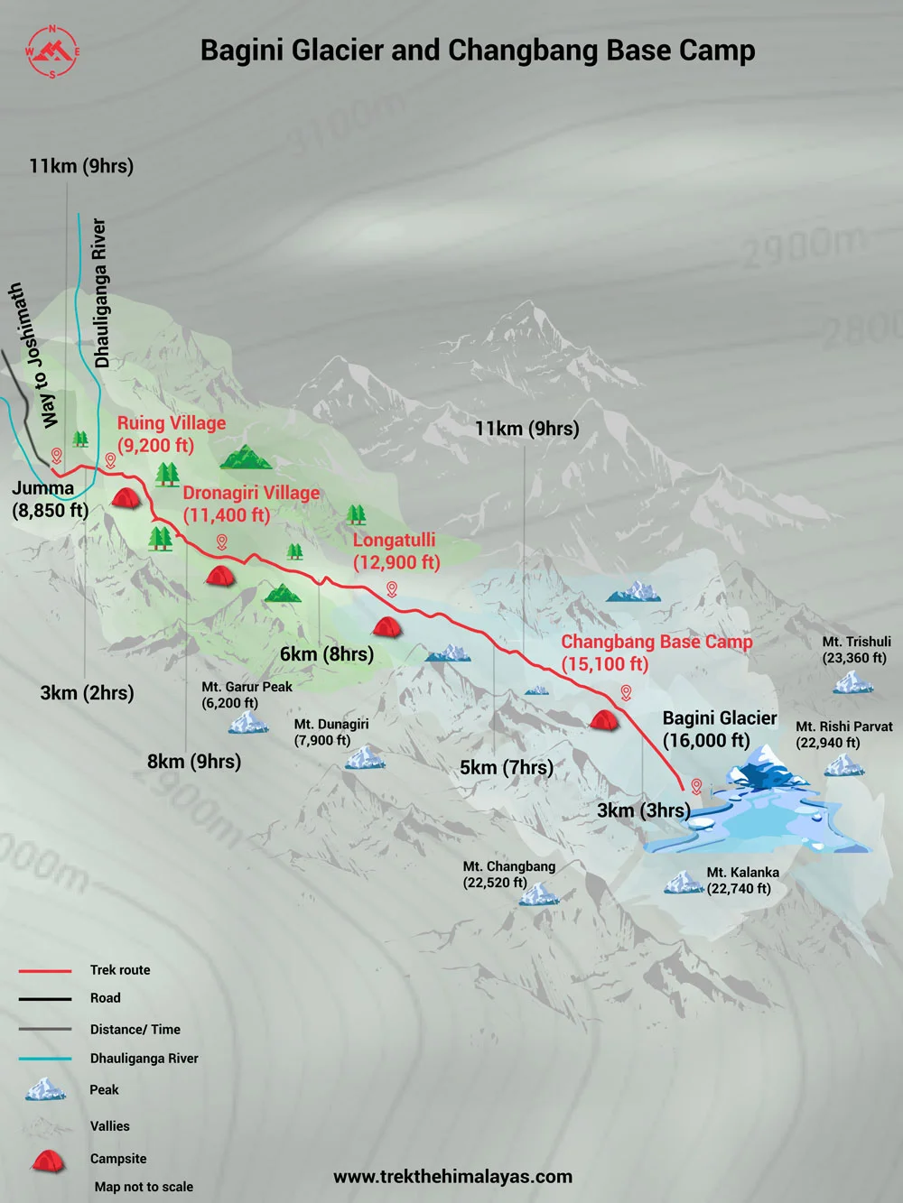 Bagini Glacier & Changbang Base Camp Maps