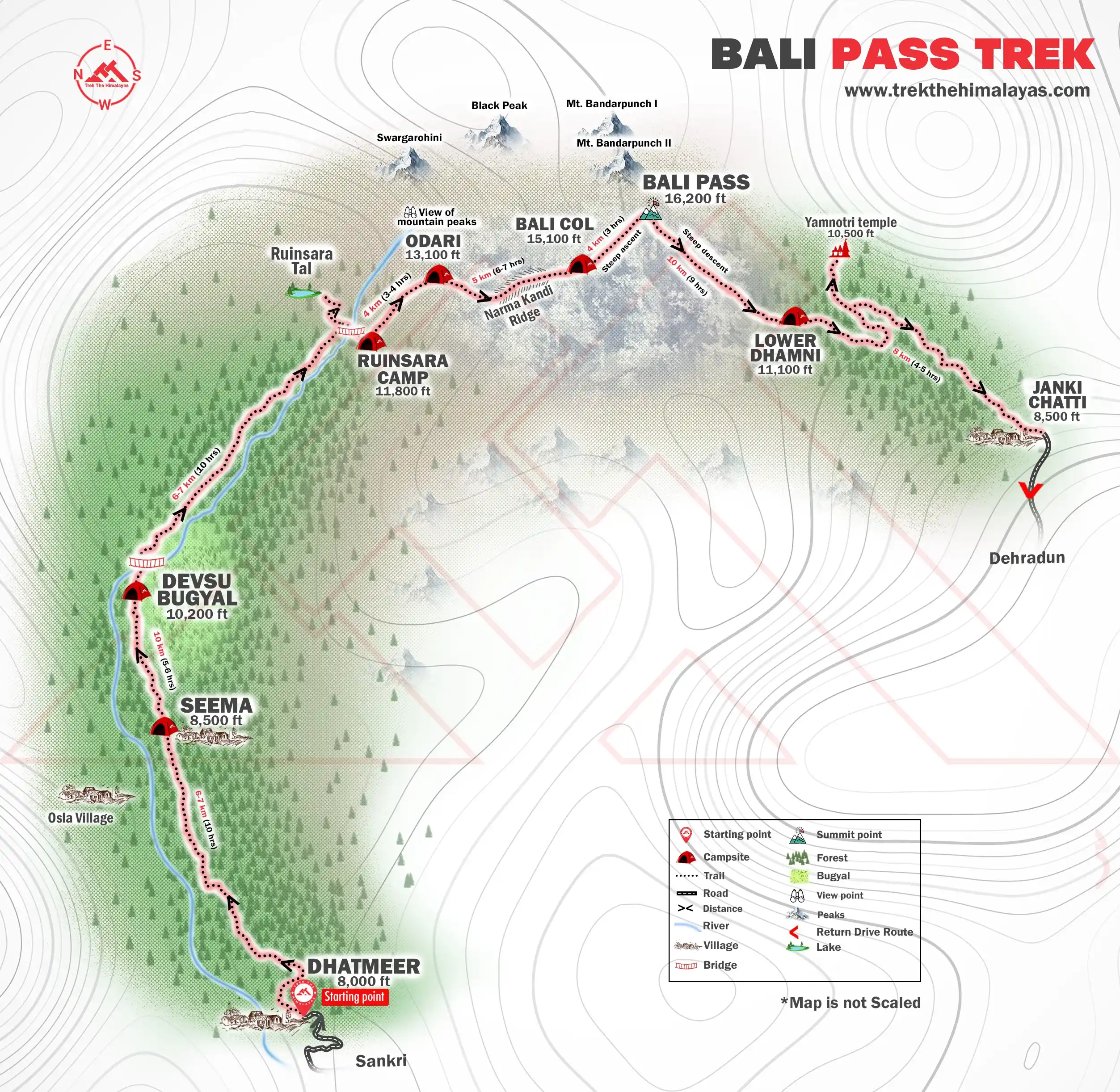 Bali Pass Trek Maps