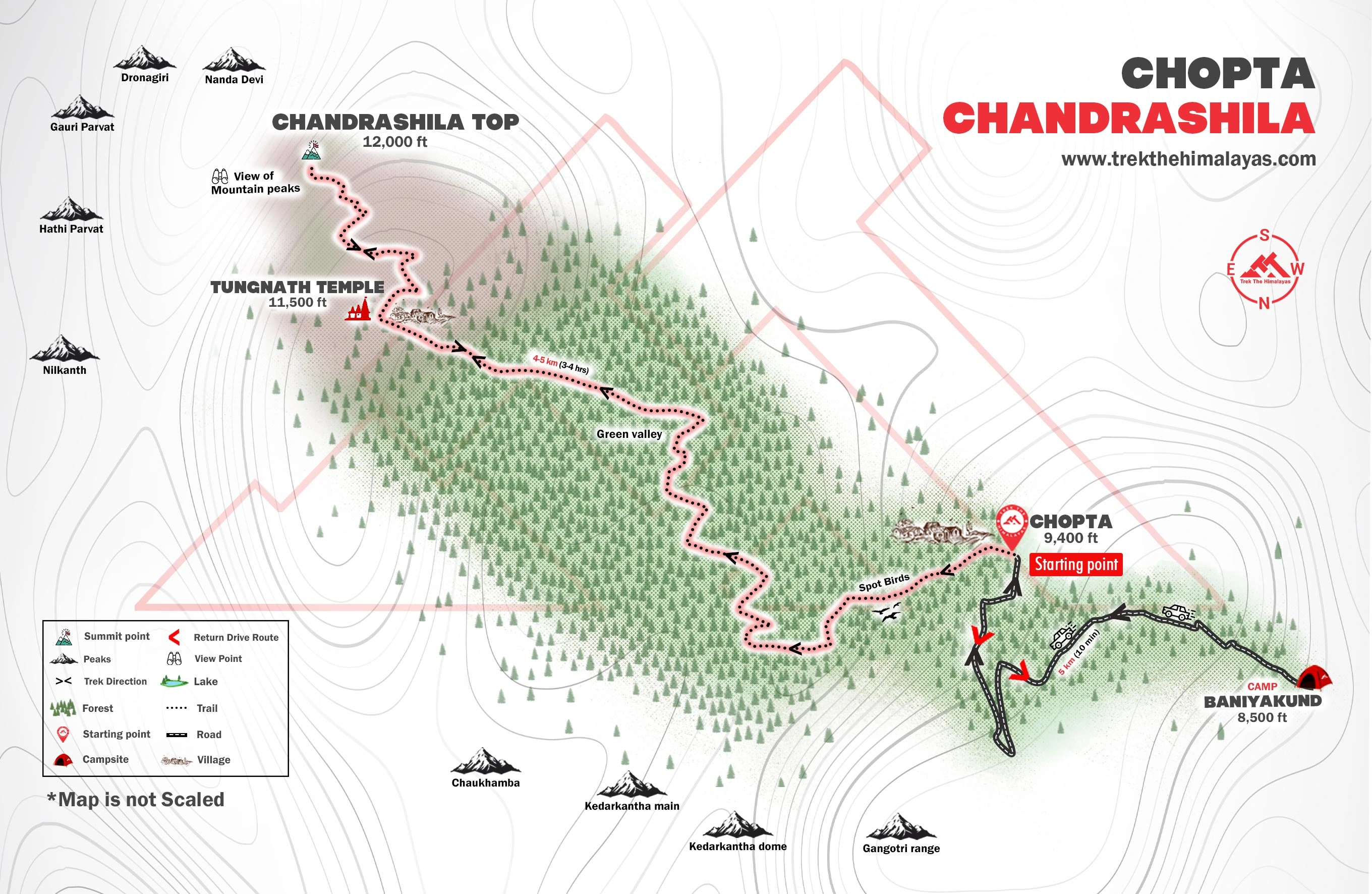 Chopta Chandrashila 3 Day Trek Maps