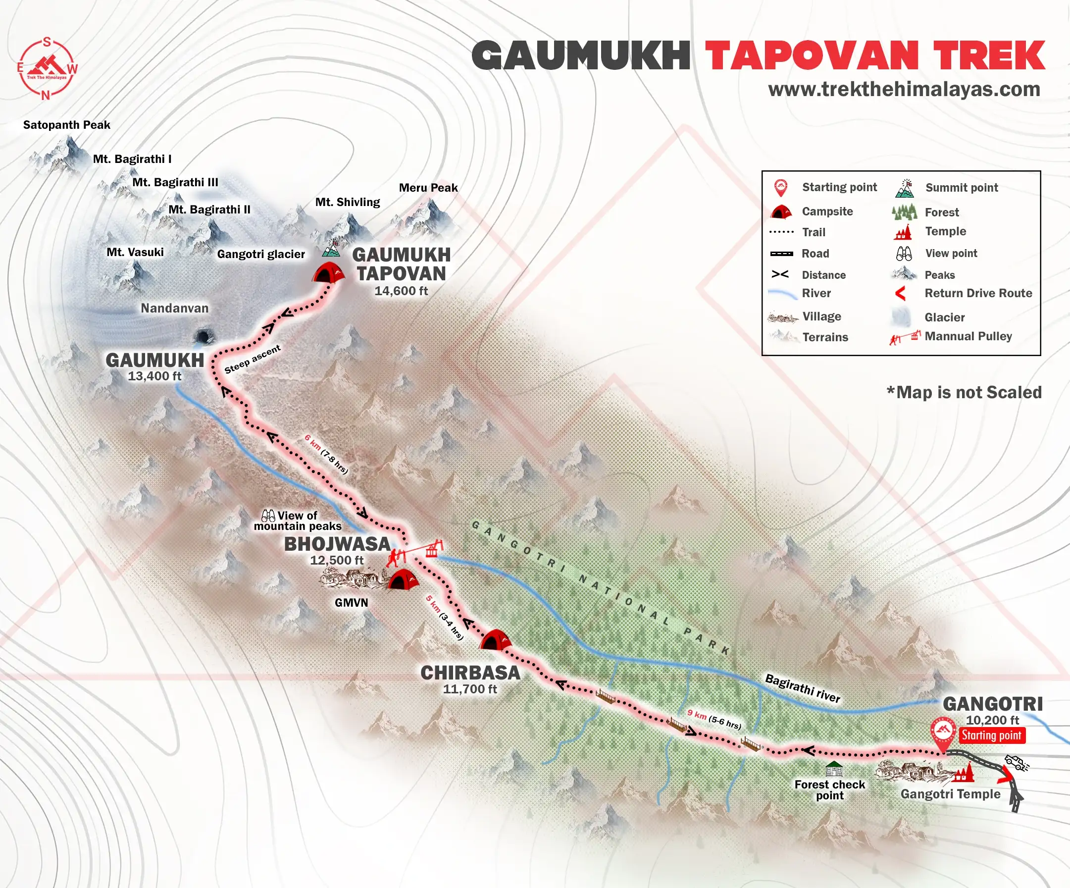 Gaumukh Tapovan Trek Maps