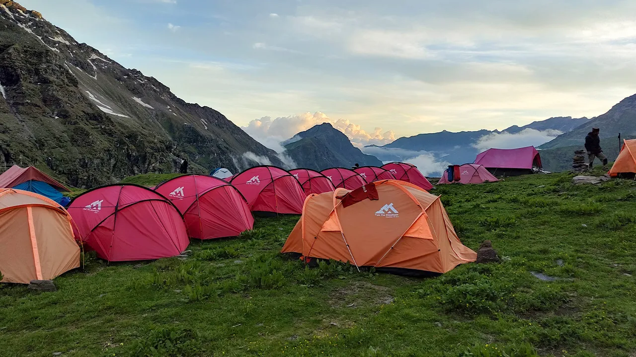 Image shows the campsite of TTH on rupin pass trek