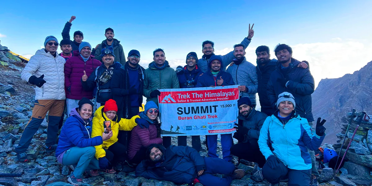 summit image of buran ghati trek, trek the himalayas