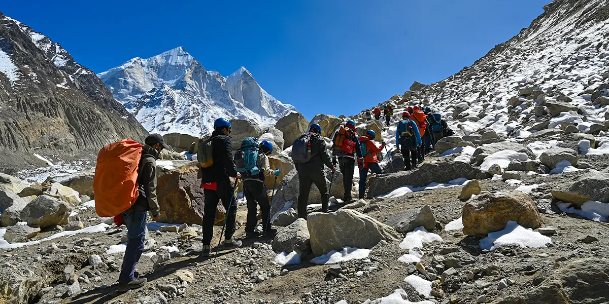 Trekkers are pushing there limits to reach at summit point of trek