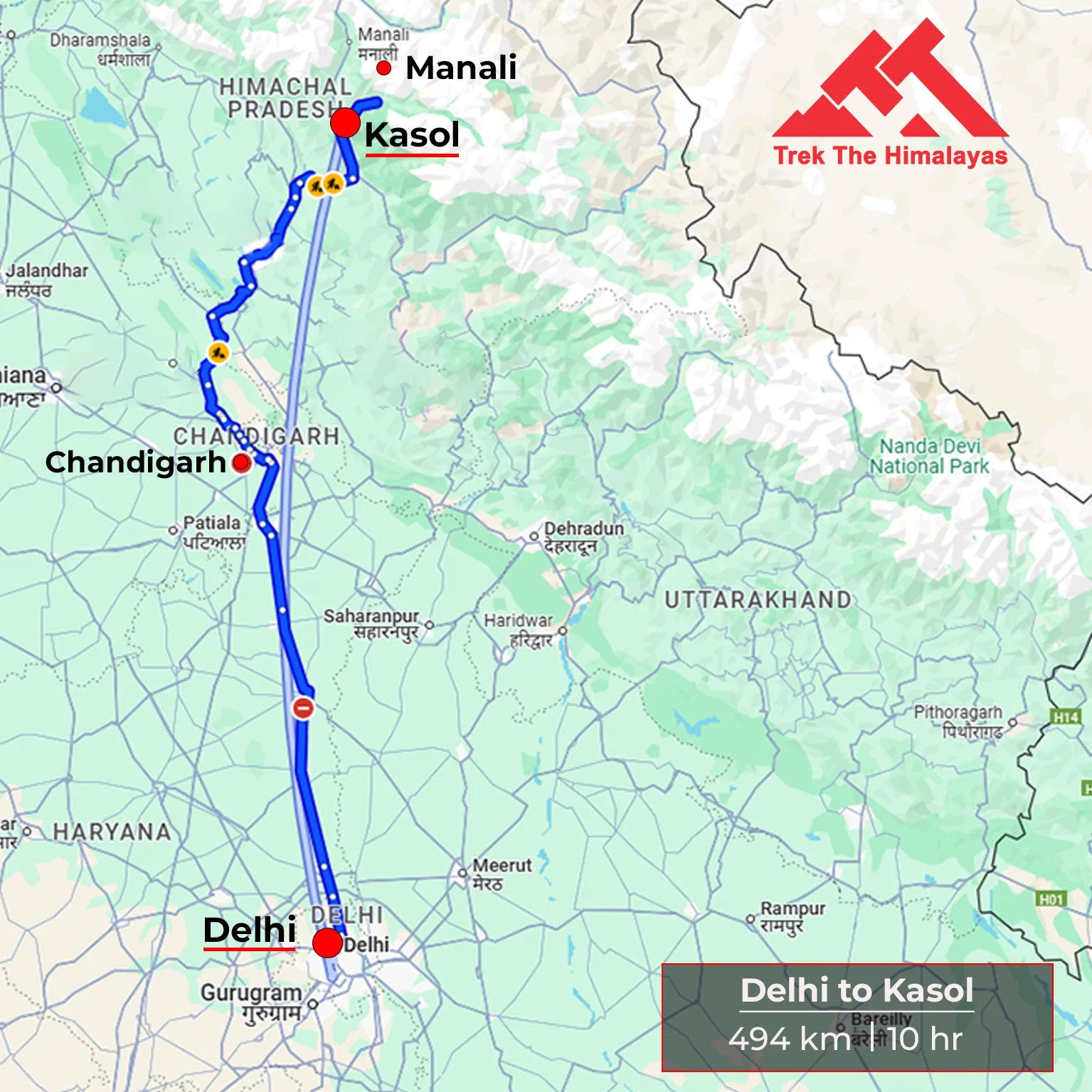 How to Reach Sar Pass Trek Map