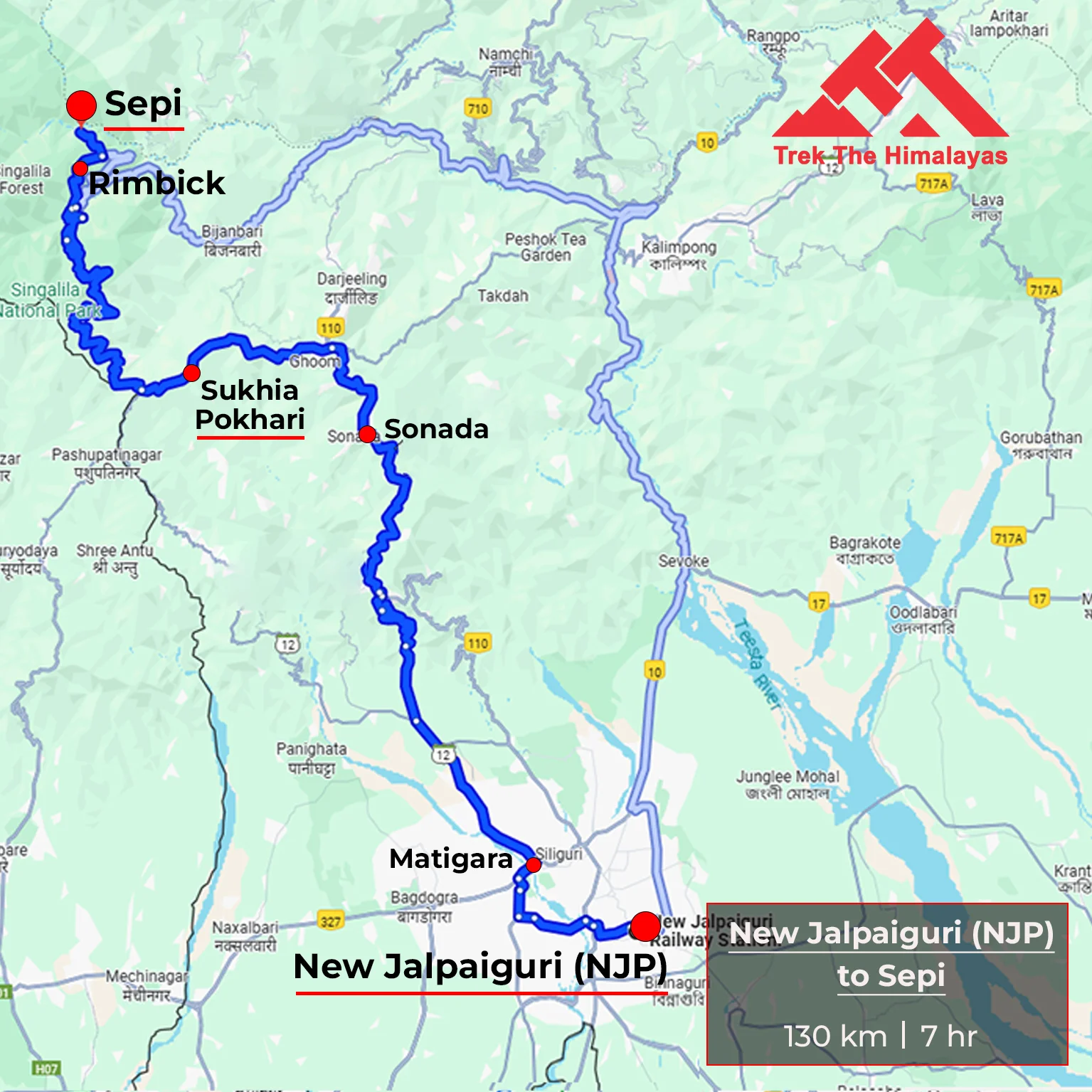 How to Reach Sandakphu Trek Map