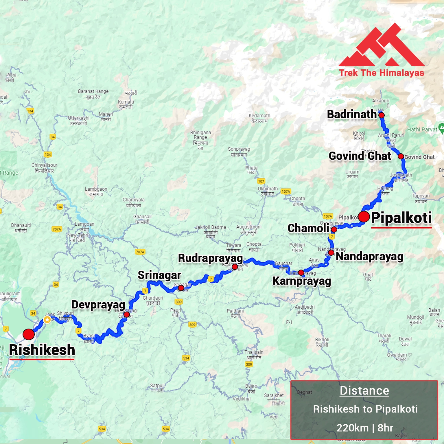 How to Reach Bagini Glacier & Changbang Base Camp Map