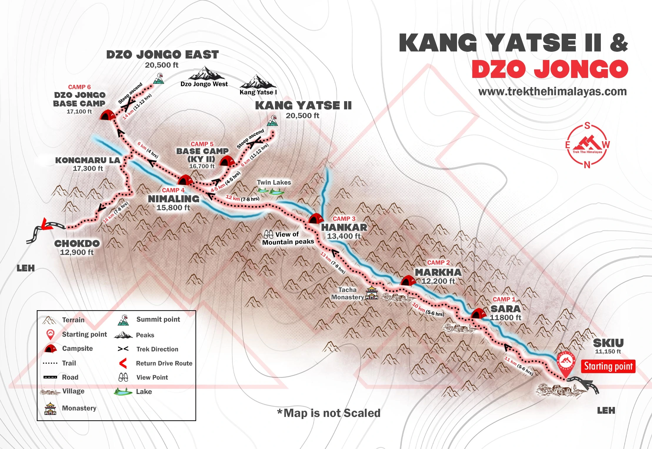 Kang Yatse 2 & Dzo Jongo East  Peak Expedition with Markha Valley Maps