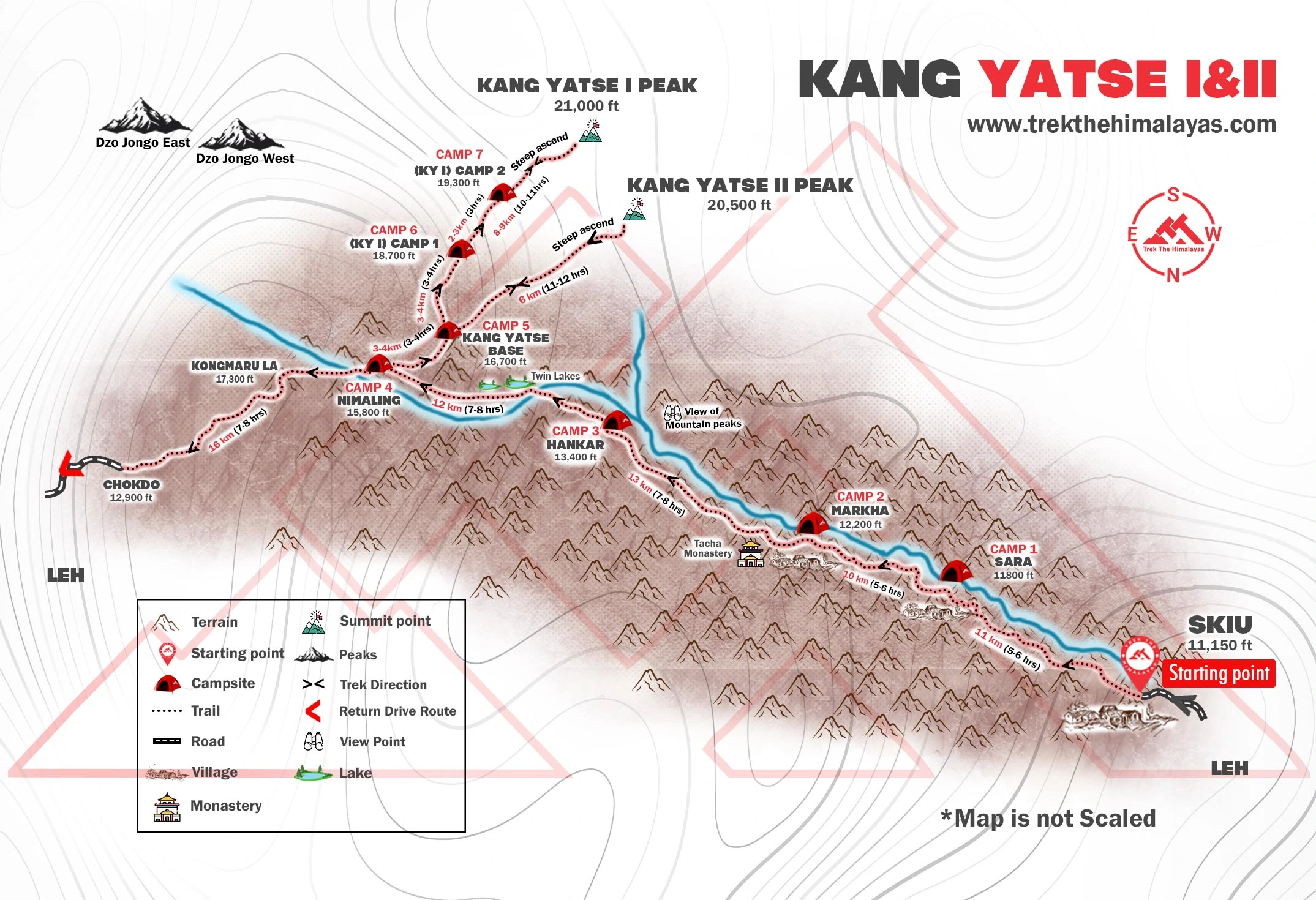 Kang yatse 1 & 2 Twin Peak Expedition Maps