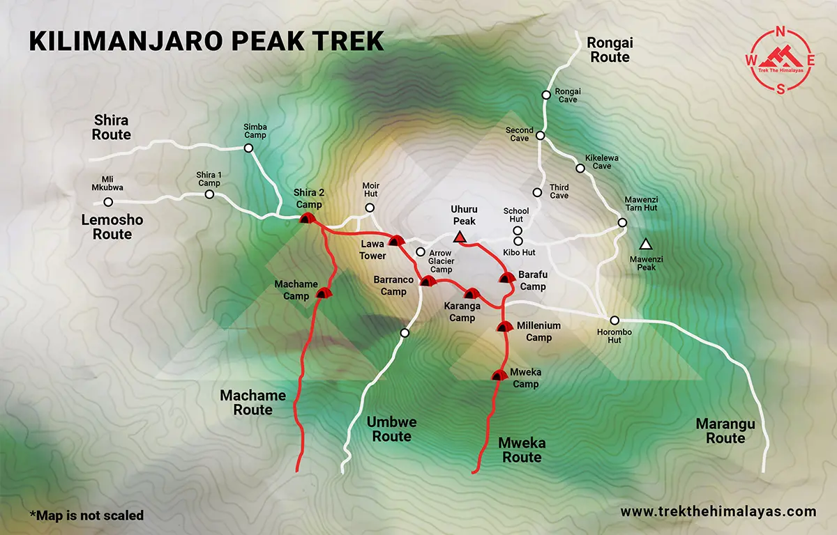 Kilimanjaro Peak Trek Expedition Maps