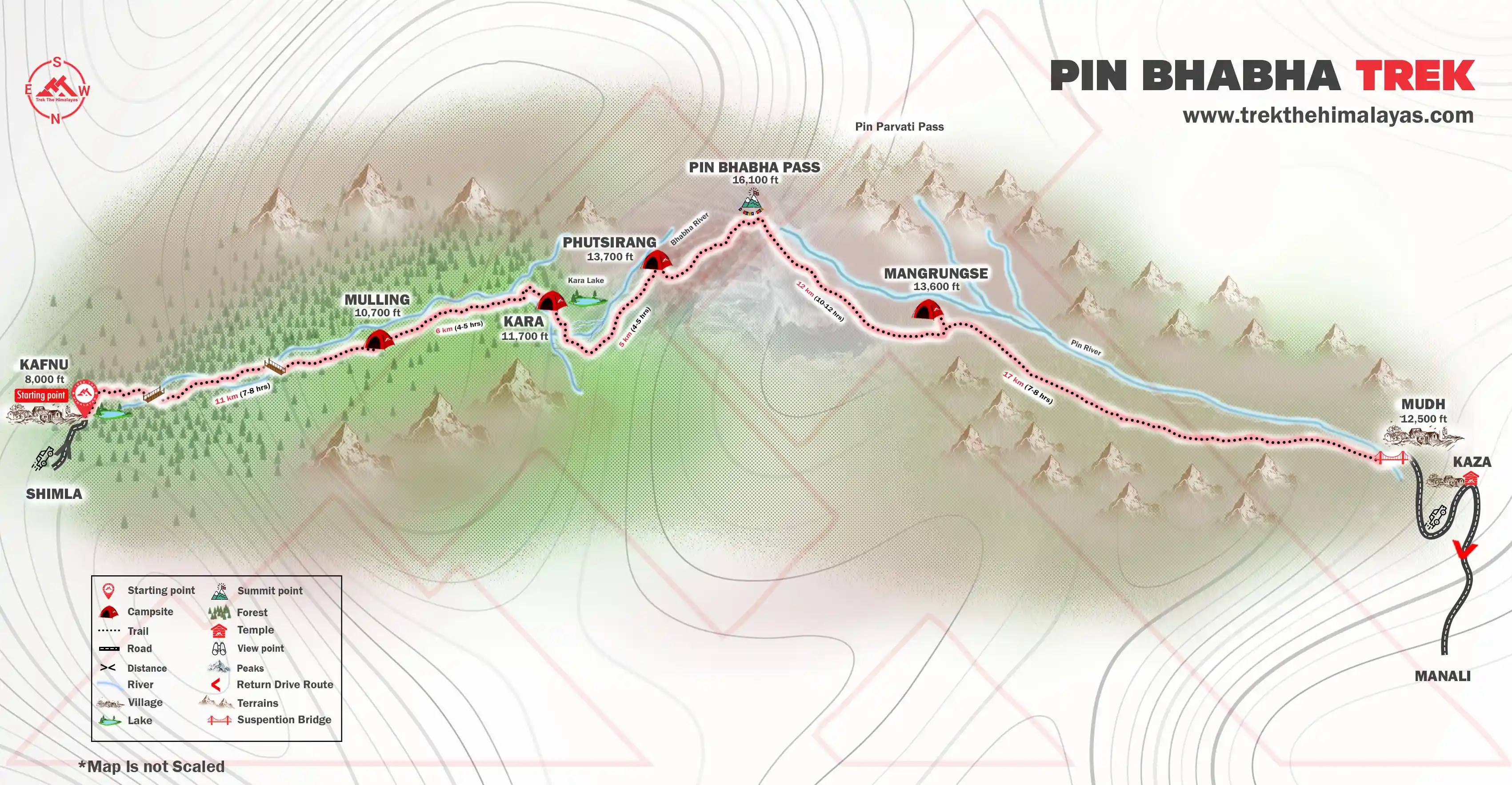 Pin Bhaba Pass Trek Maps