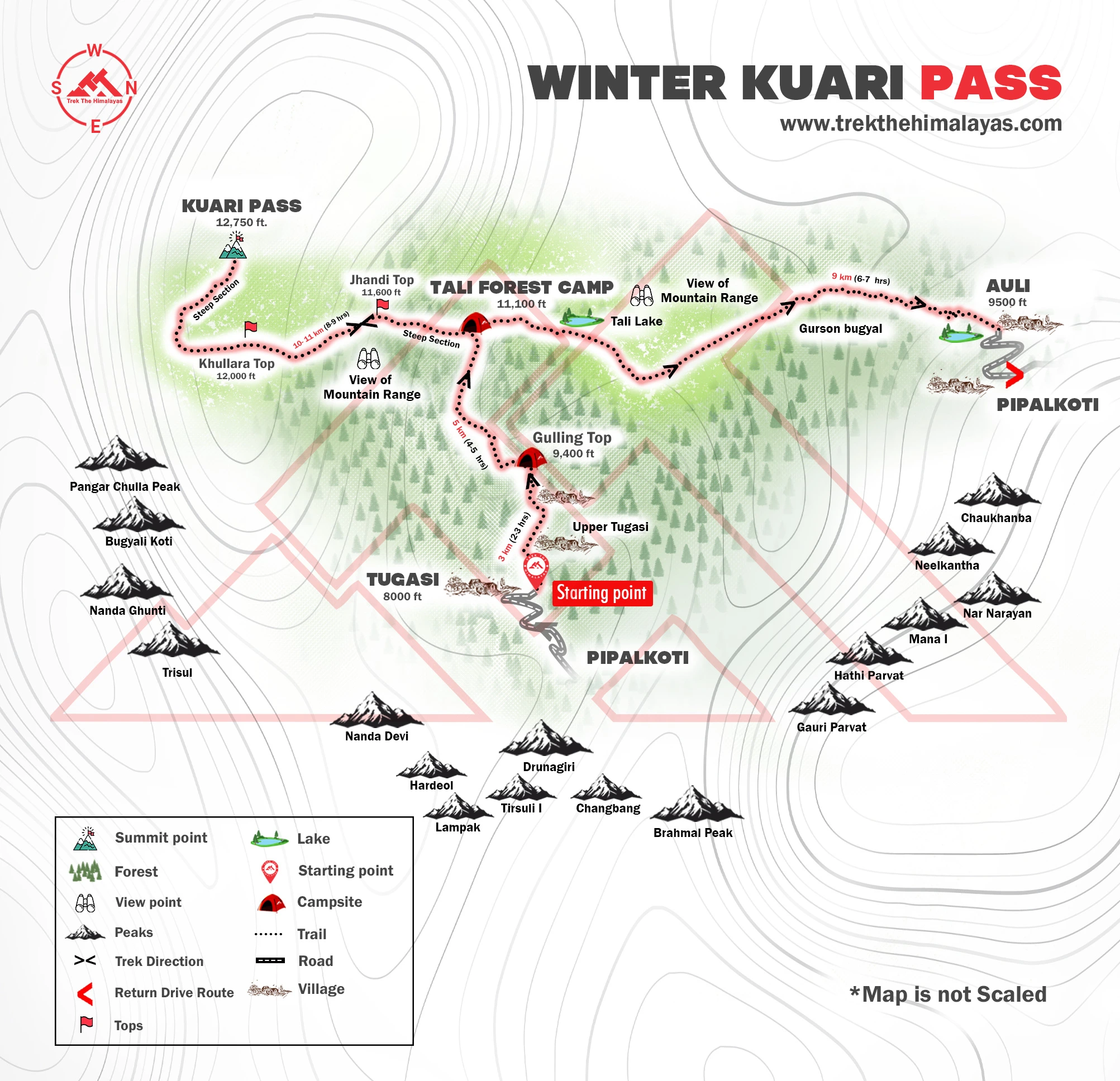 Winter Kuari Pass Trek Maps